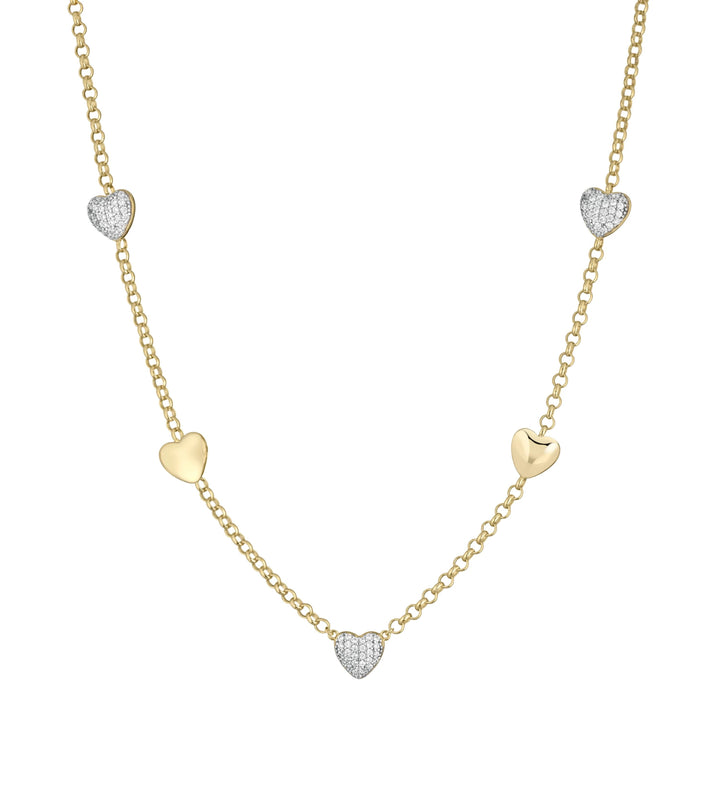 Collana Donna Sogni Argento 925 Cuori Dorati Zirconi Bianchi CL120GB