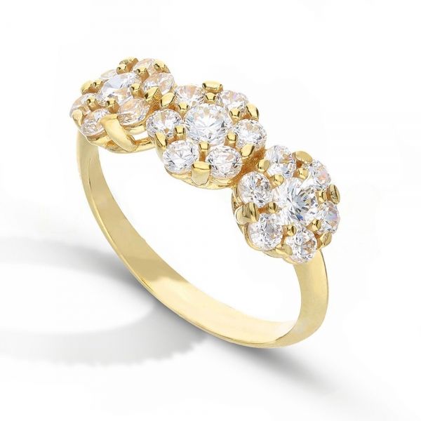 Anello Donna Re Mida Argento Dorato 925 Regolabile Zirconi Bianchi Trilogy-1