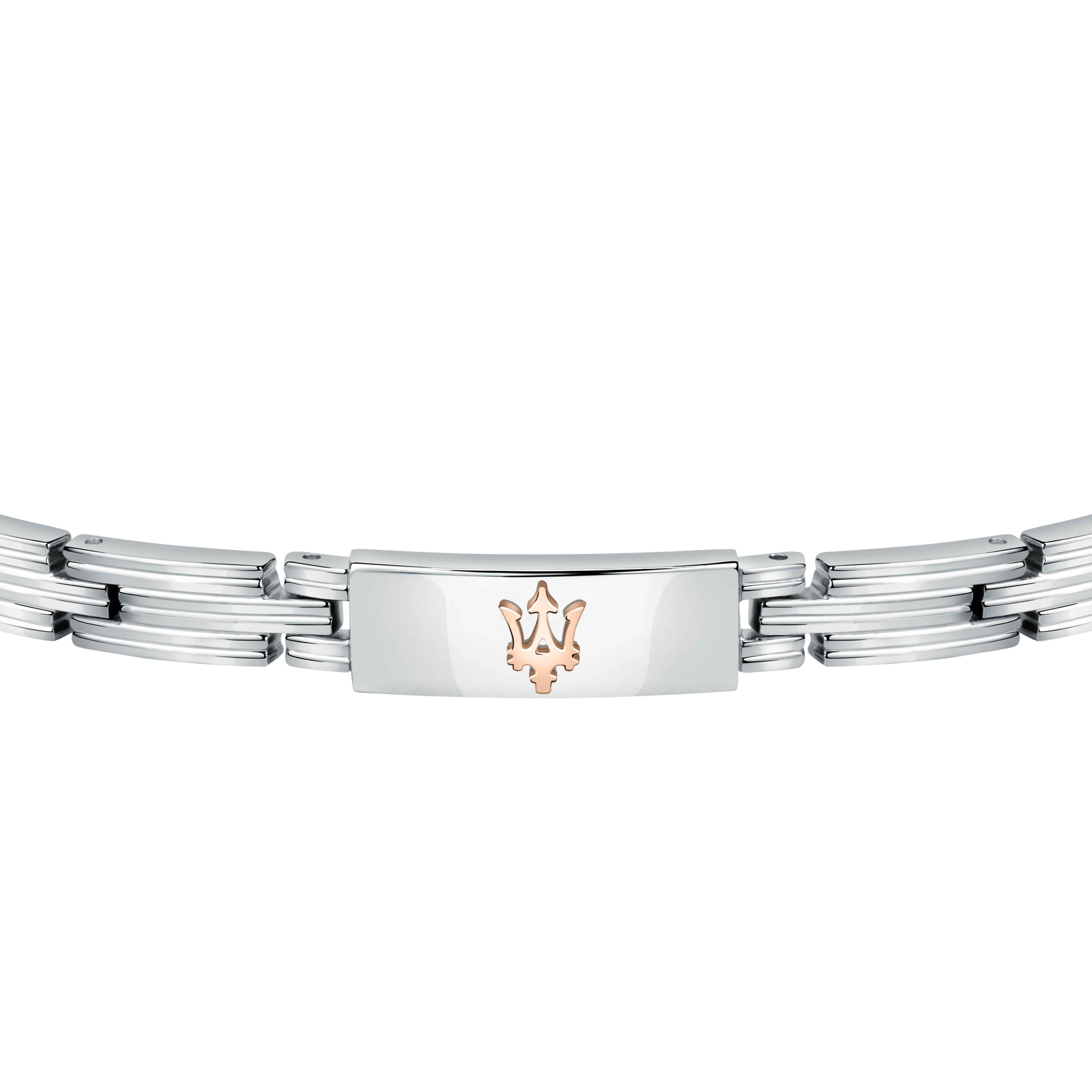 Bracciale Uomo Acciaio Maserati Semirigido Targhetta Centrale Logo Rosè JM121ATK12