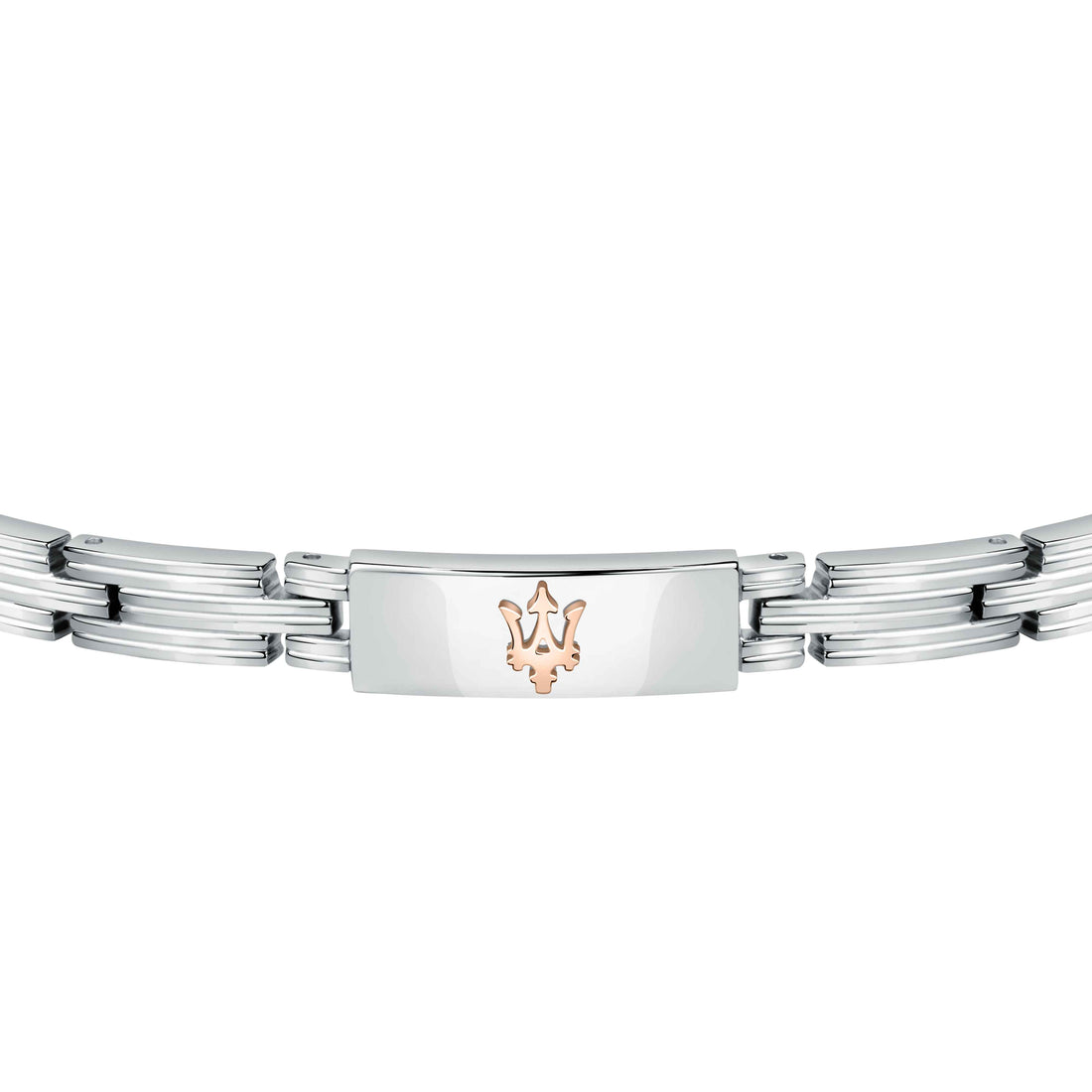 Bracciale Uomo Acciaio Maserati Semirigido Targhetta Centrale Logo Rosè JM121ATK12