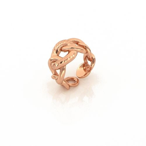 Anello Donna Unoaerre Regolabile Groumette Bronzo Lucido Fascia Rosata 498098
