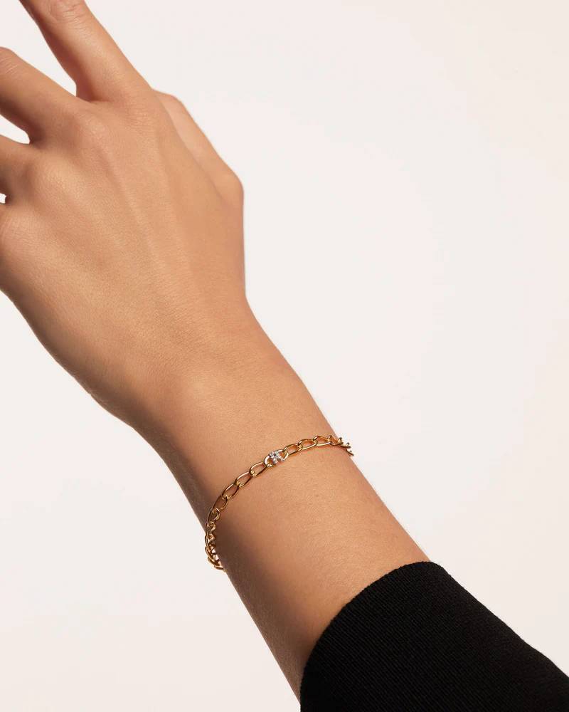 Bracciale Donna PDPaola Argento 925 Catena Iniziale R Zirconi PU01-555-U