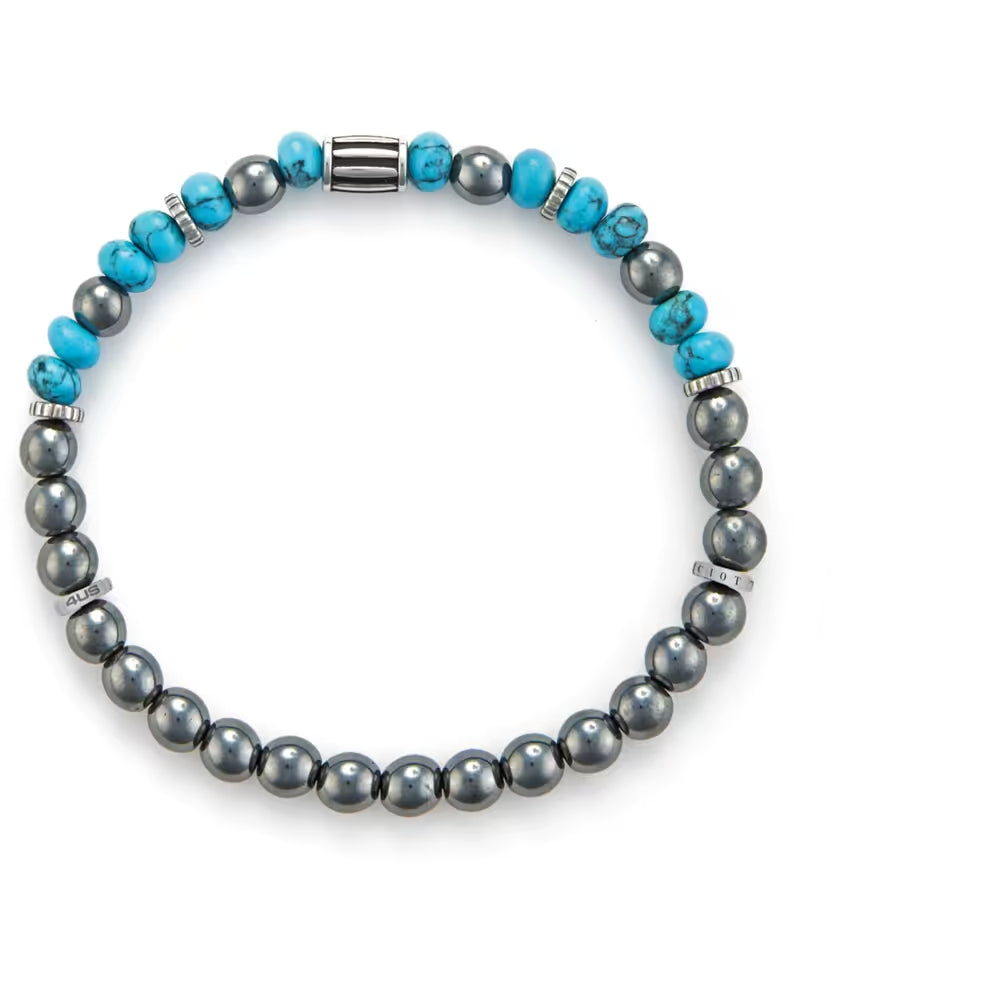 Bracciale Uomo 4US Cesare Paciotti Acciaio Biglie Turchese ed Ematite 4UBR6014