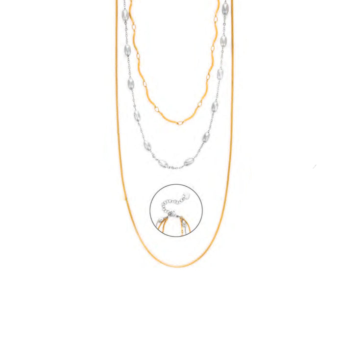 Collana Donna 4US Cesare Paciotti Acciaio Tre Fili Bicolore 4UCL8130W