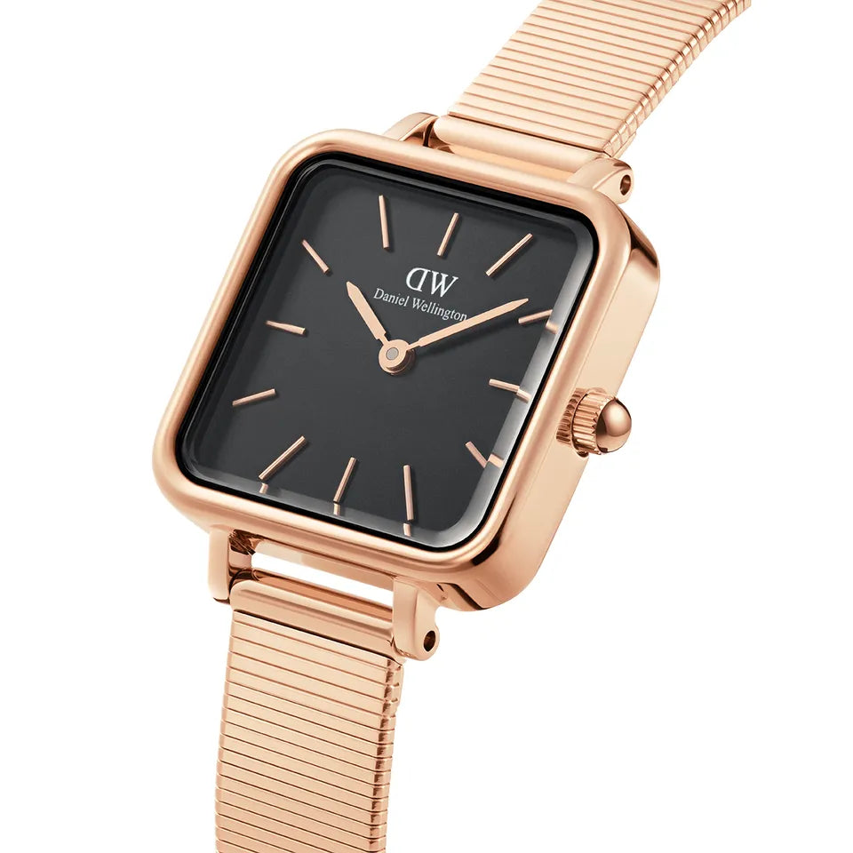 Orologio Donna Daniel Wellington Quadro Acciaio Rosè 22 x 22 mm Nero DW00100518