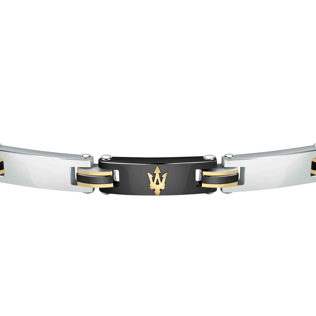 Bracciale Uomo Maserati Acciaio Bicolore Dorato Nero Logo Tridente JM421ATZ10