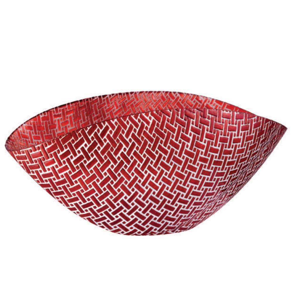 Centrotavola Onlylux Vetro Pattern Rosso Bianco cm 38x11 OL03071