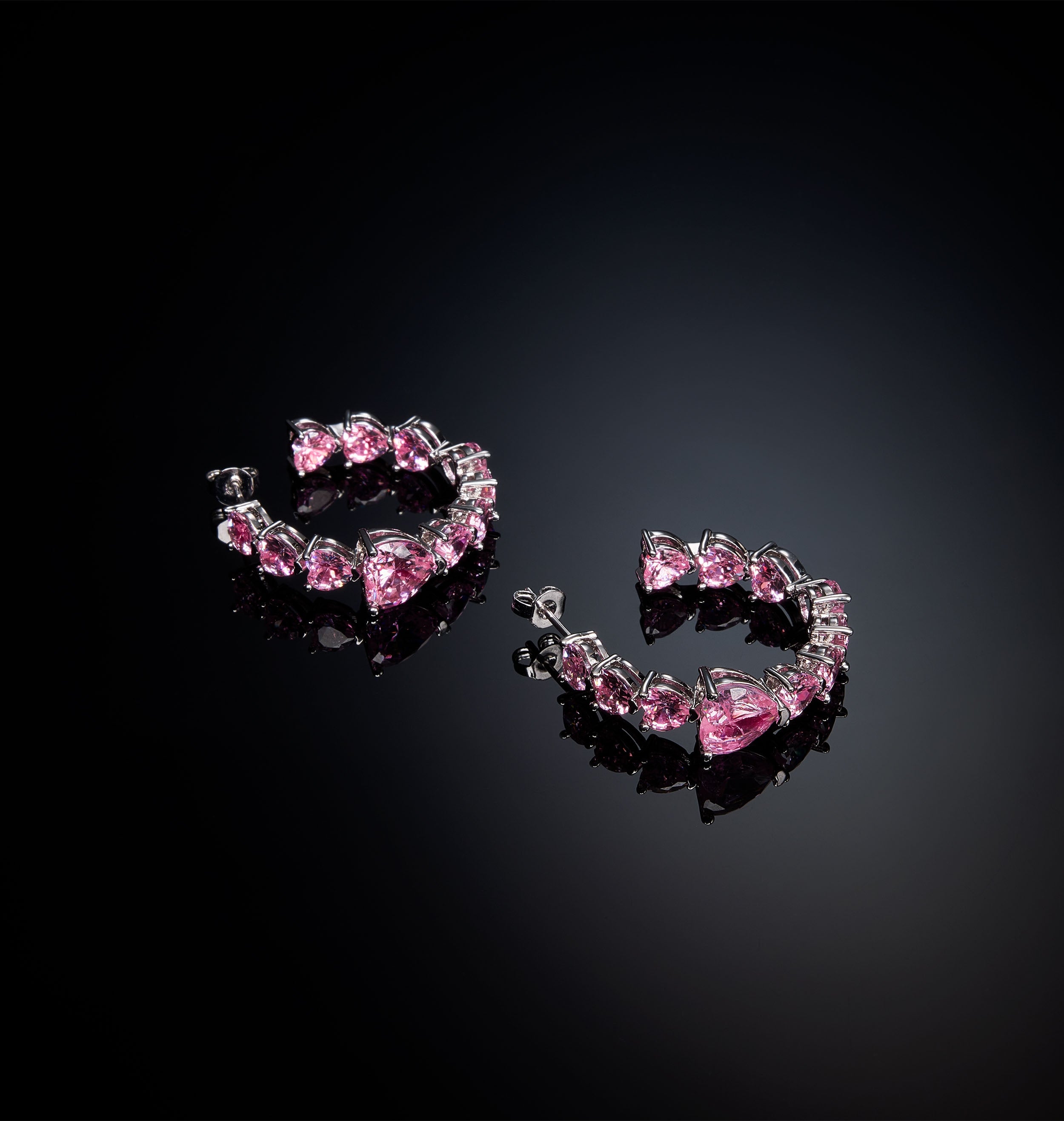 Orecchini Donna Chiara Ferragni Acciaio Zircone Rosa a forma di cuore