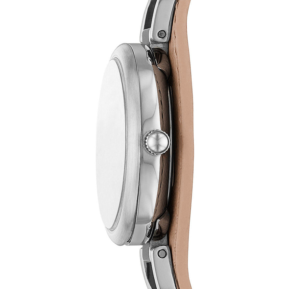 Orologio Donna Fossil Quarzo Solo Tempo Acciaio Pelle Rosa ES5213