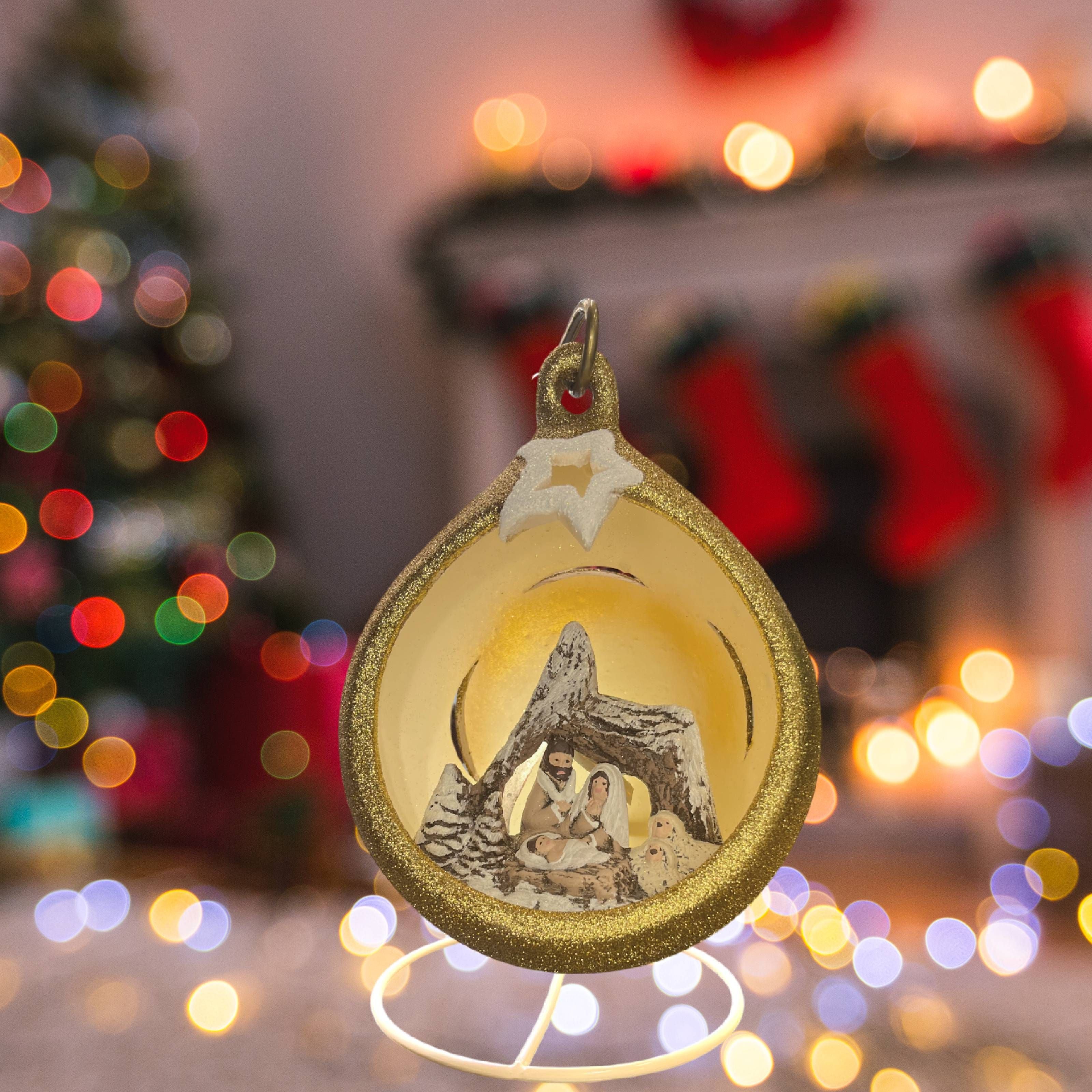 Sfera Di Natale Natività Ceramex Led Gold Glitter 18 cm 3049.33