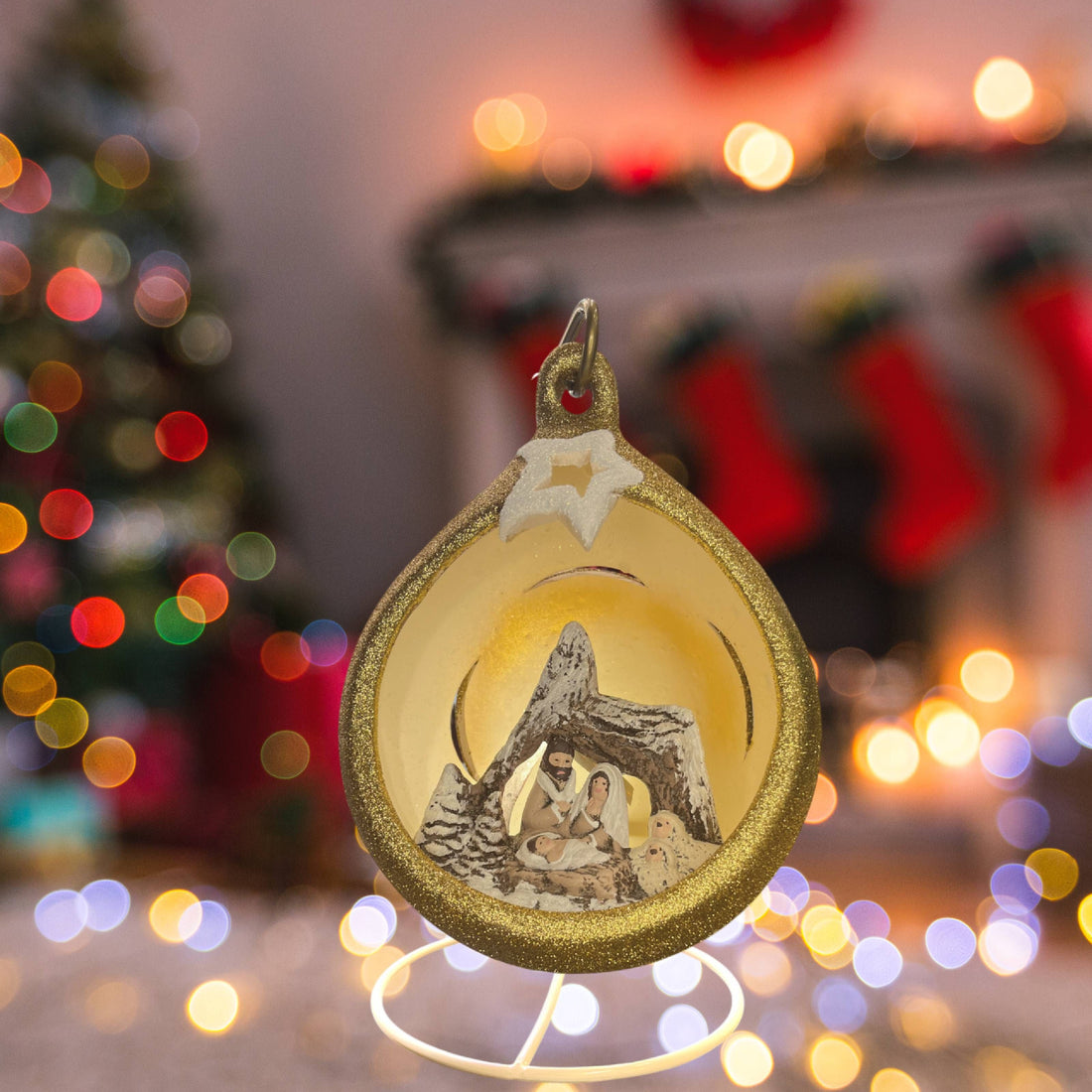 Sfera Di Natale Natività Ceramex Led Gold Glitter 18 cm 3049.33