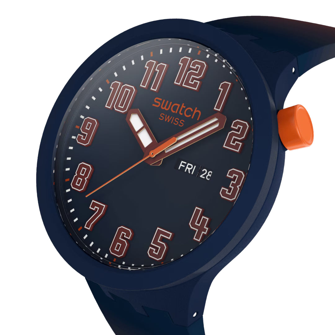 Orologio Uomo Swatch ESSENTIALLY CONFIDENT Quarzo Data Blu SB01S700