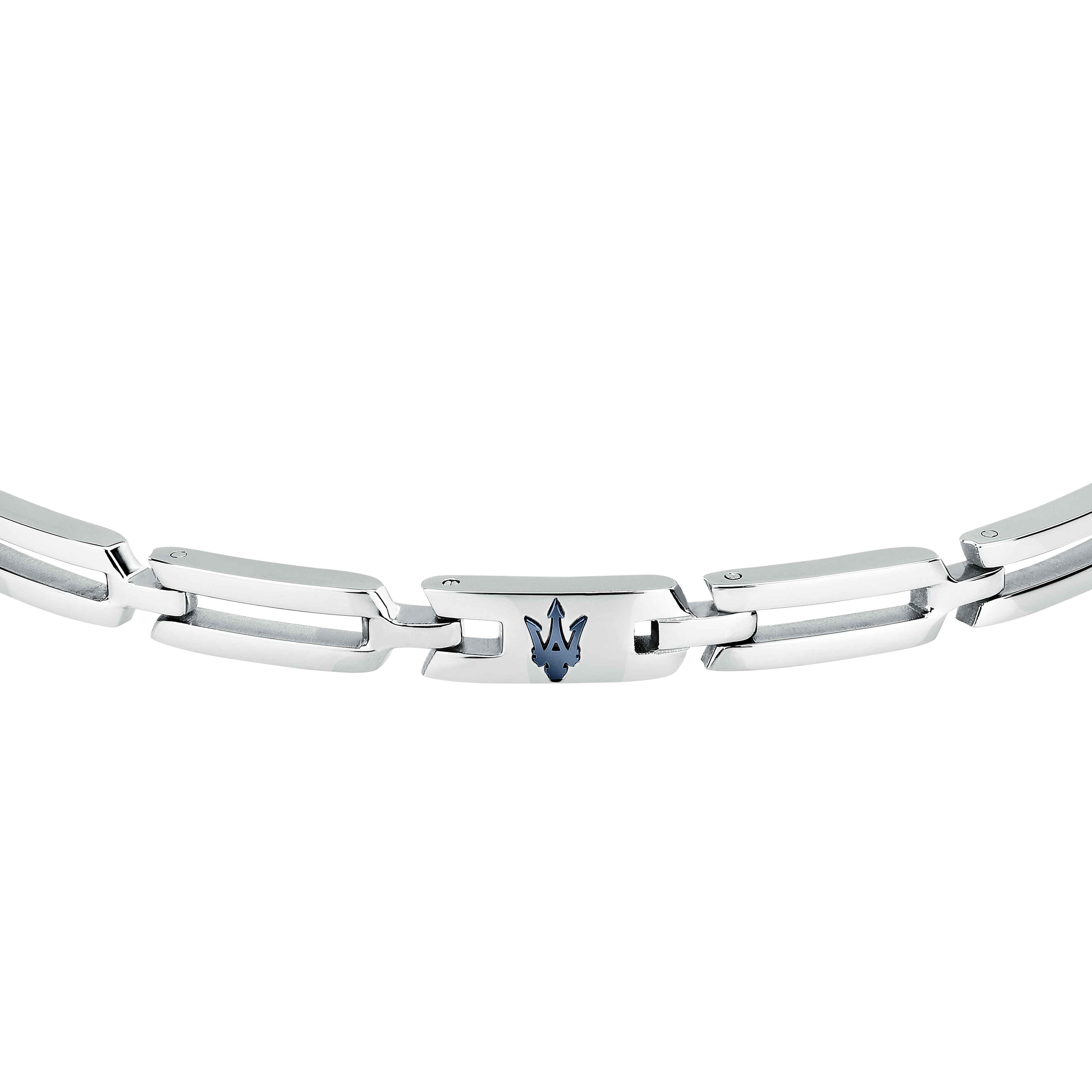 Bracciale Uomo Maserati Acciaio Lucido Logo Blu Tridente JM424AVD73