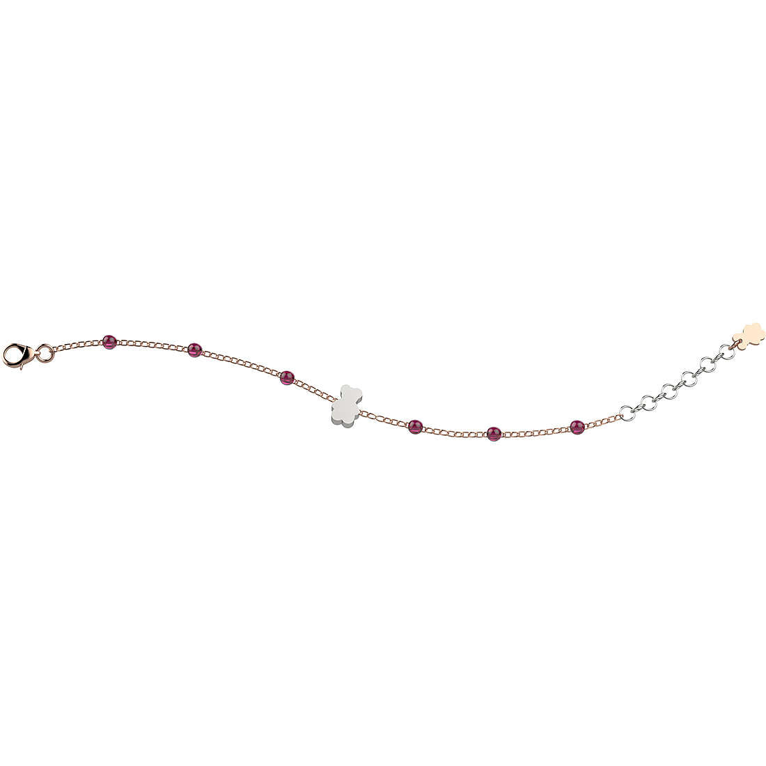 Bracciale Bambino Nanàn Argento 925 Perline Rosa Simbolo Orso Argento NAN0188
