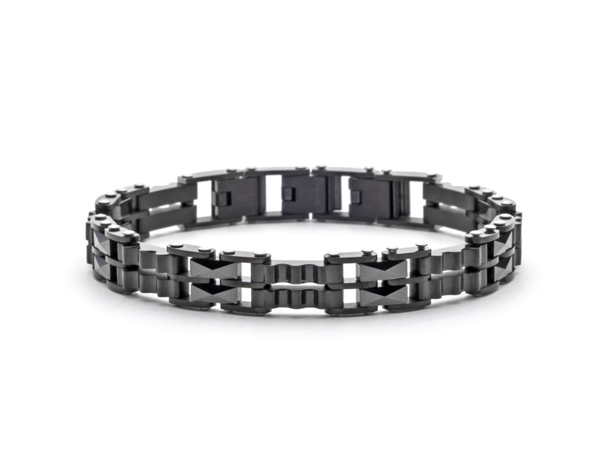 Bracciale Uomo 4US Cesare Paciotti Acciaio in pvd nero con Maglia Talloni Ceramica nera  4UBR5598