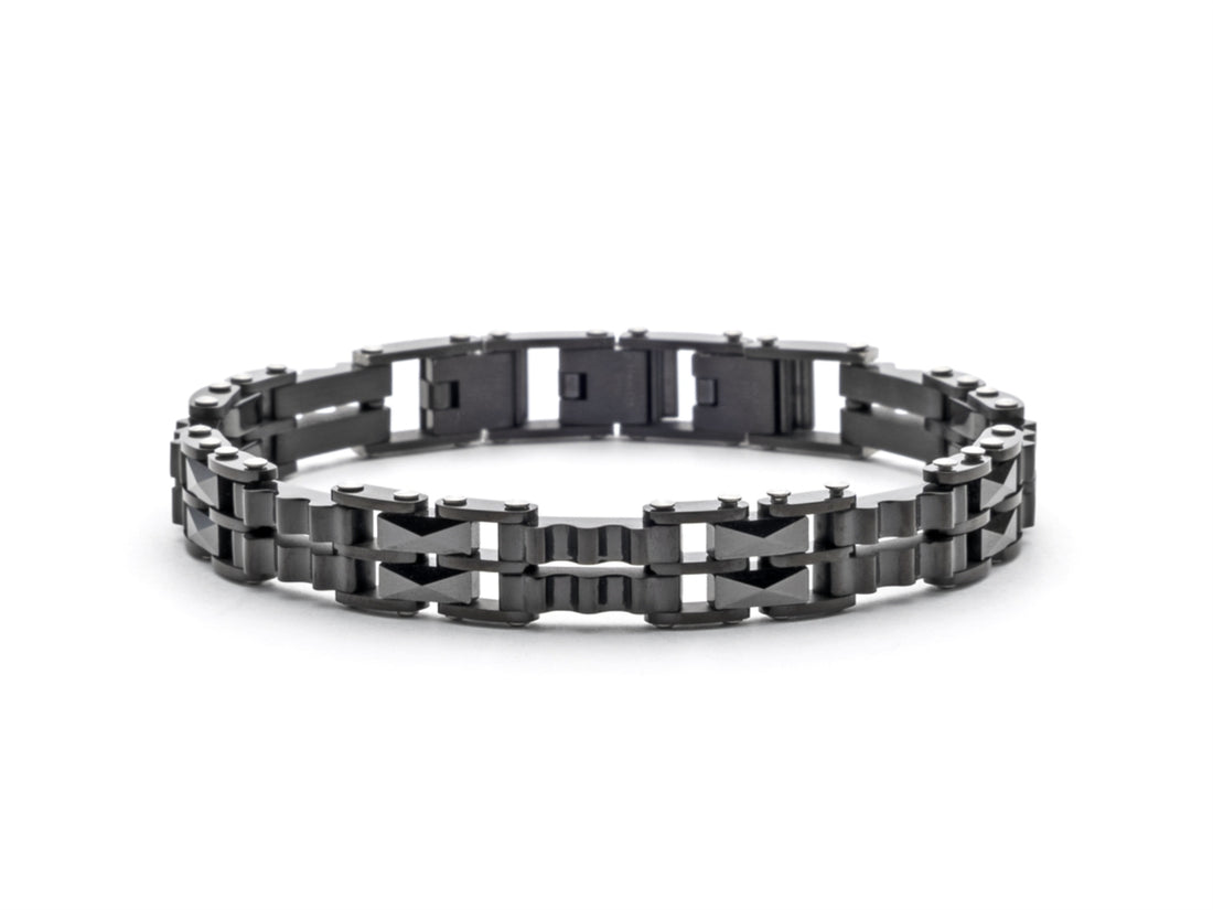 Bracciale Uomo 4US Cesare Paciotti Acciaio in pvd nero con Maglia Talloni Ceramica nera  4UBR5598