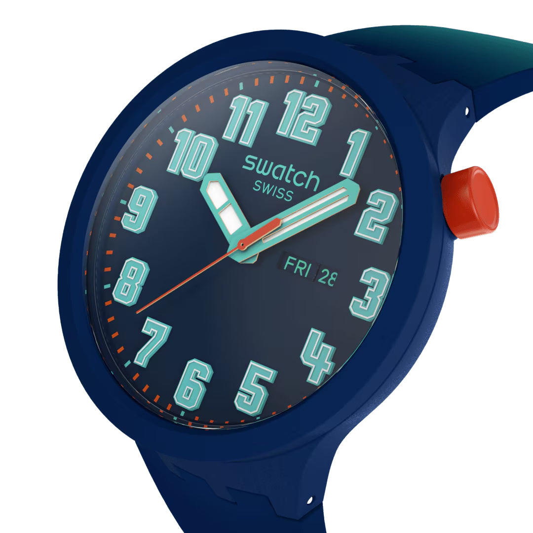 Orologio Uomo Swatch ESSENTIALLY BOLD Quarzo Data Blu SB01N700