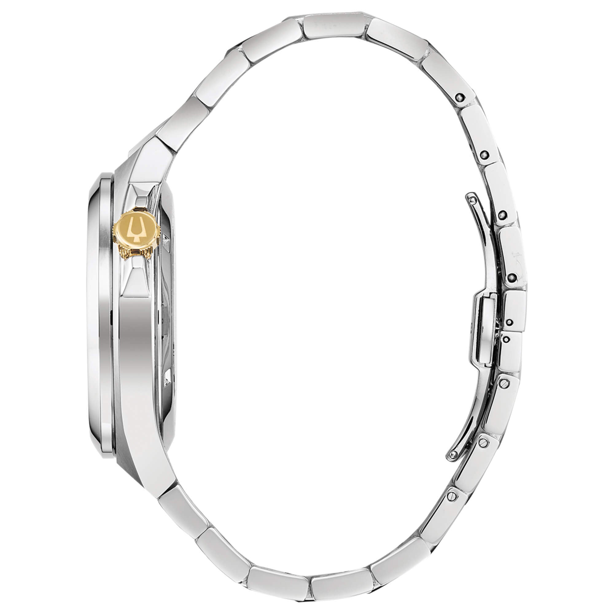 Orologio Uomo Bulova Automatico Maquina Nero Oro Acciaio Open Heart 98A224