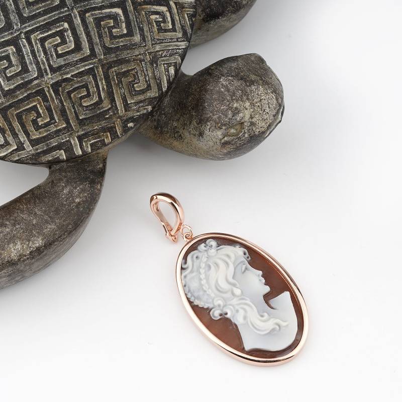 Ciondolo Donna Cameo Italiano Argento Rosè 925 Testa Donna P0201A-R