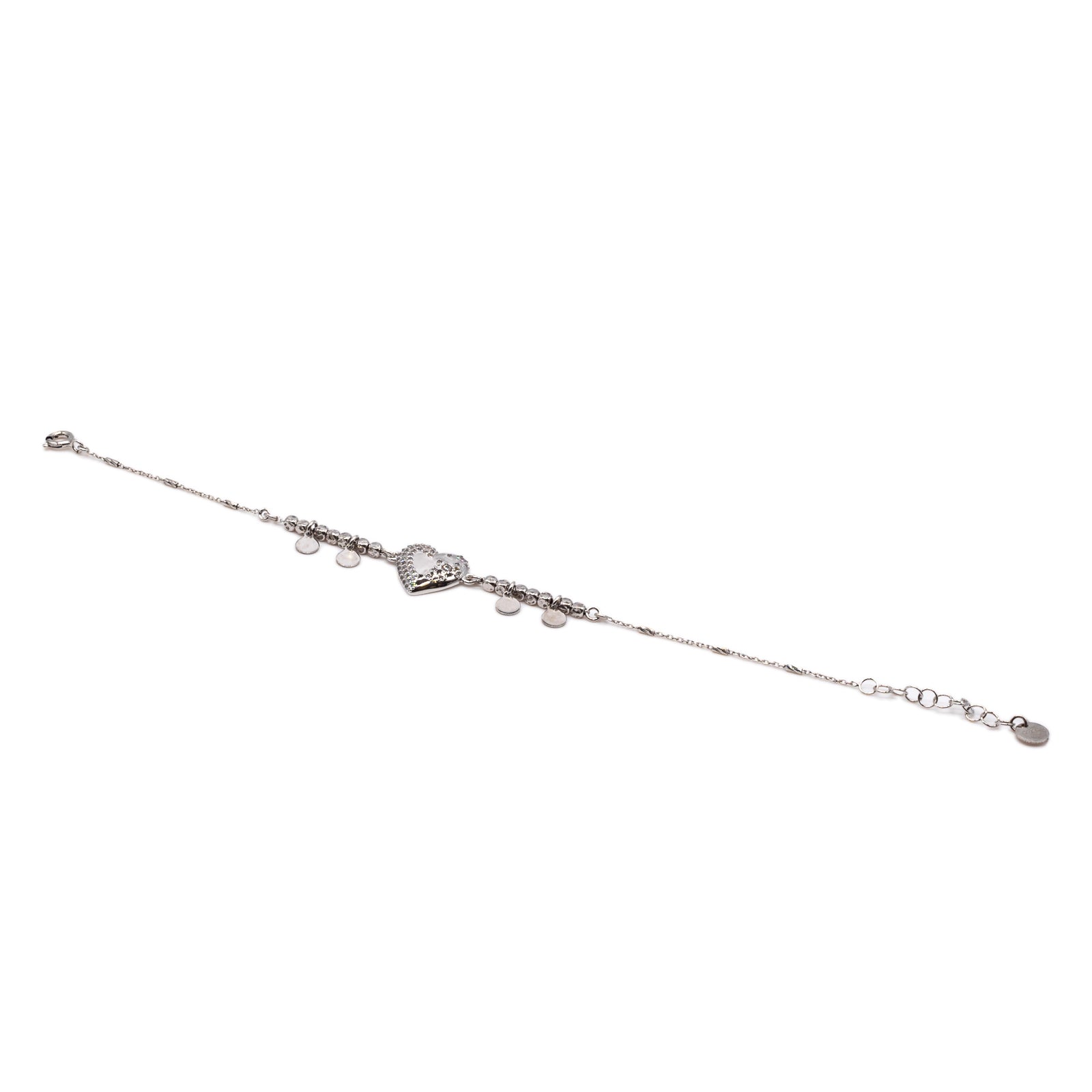 Bracciale Donna Re Mida Argento 925 Cuore Pieno Zirconi Bianchi B012