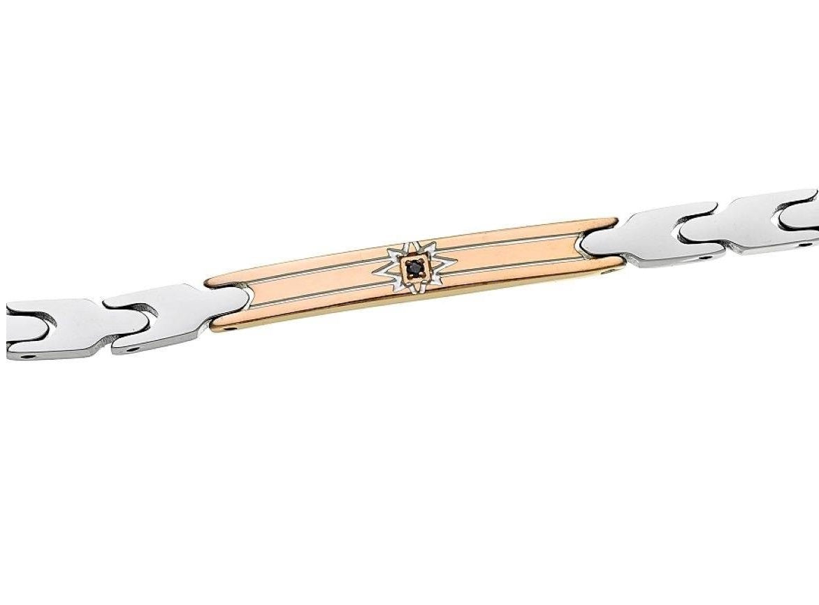 Bracciale Uomo Acciaio Zancan PDV  Rosè con Zircone Nero EHB126