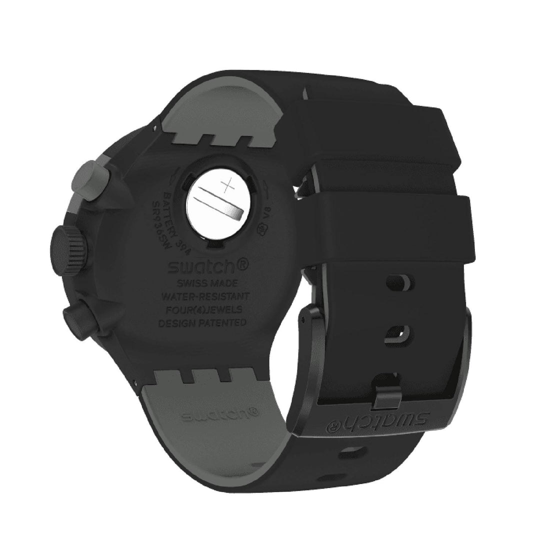 Orologio Uomo Silicone Gomma Swatch Big Bold Nero Cronografo Quarzo SB02B400