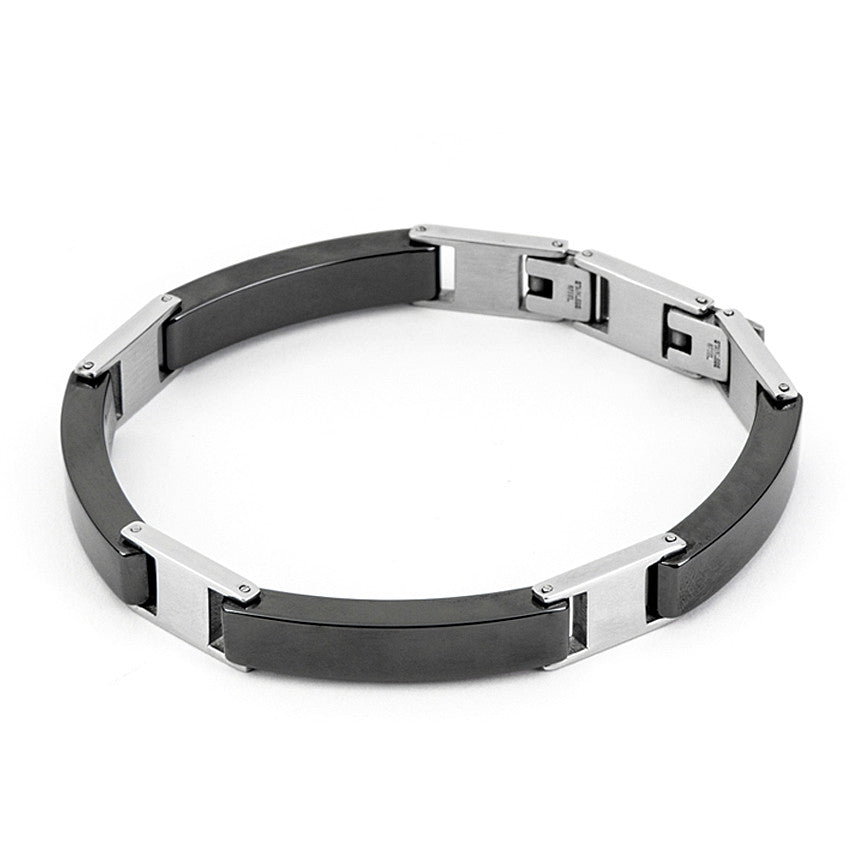Bracciale Uomo 4US Cesare Paciotti acciaio semirigido bianco e nero 4UBR4352