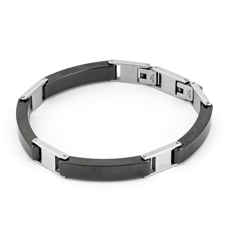 Bracciale Uomo 4US Cesare Paciotti acciaio semirigido bianco e nero 4UBR4352