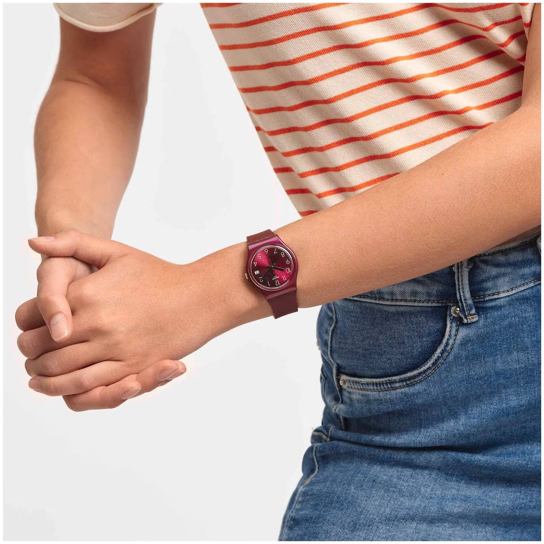 Orologio Donna Bambina Swatch Redbaya Magenta Quarzo Data GR405