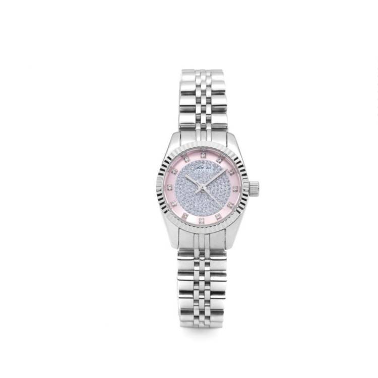 Orologio Donna 4US Cesare Paciotti Quarzo Solo Tempo Acciacio Rosa Zirconi BianchiT4SW489