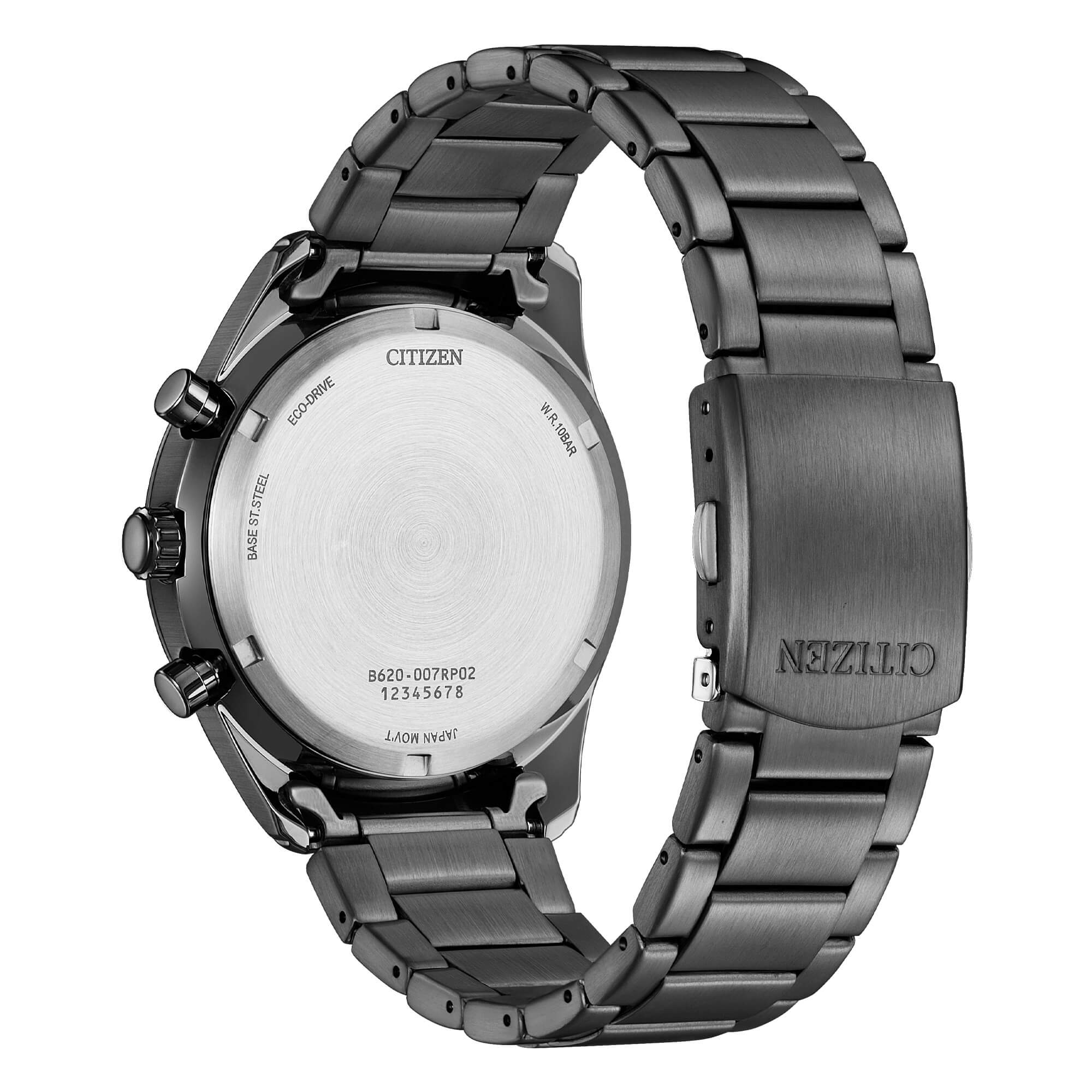 Orologio Uomo Citizen Eco-Drive Cronografo Acciaio Nero Azzurro CA4605-85L
