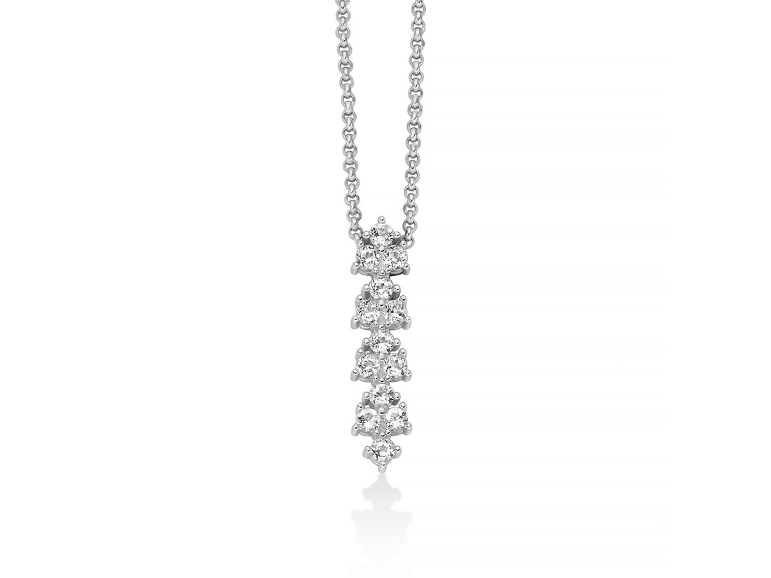 Collana Donna Miluna Perle Argento 925 Fiammifero con  Pietre Topazio Bianco CLD4945