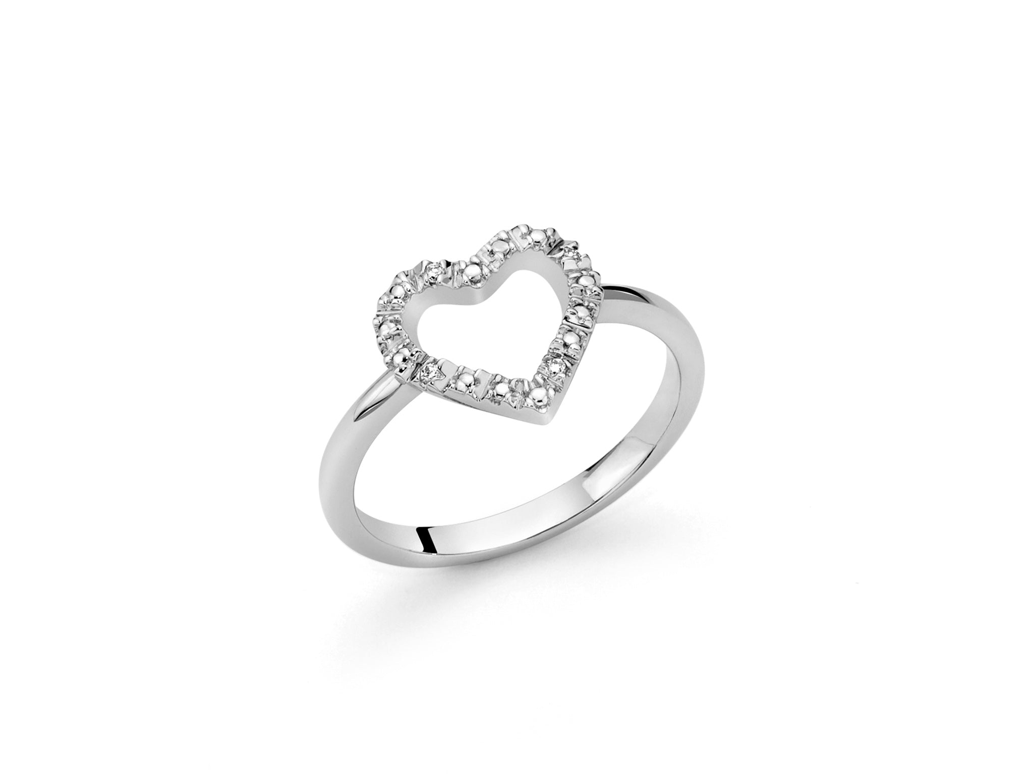 Anello Donna Miluna Argento 925 Cuore Traforato Diamanti LID3558M14