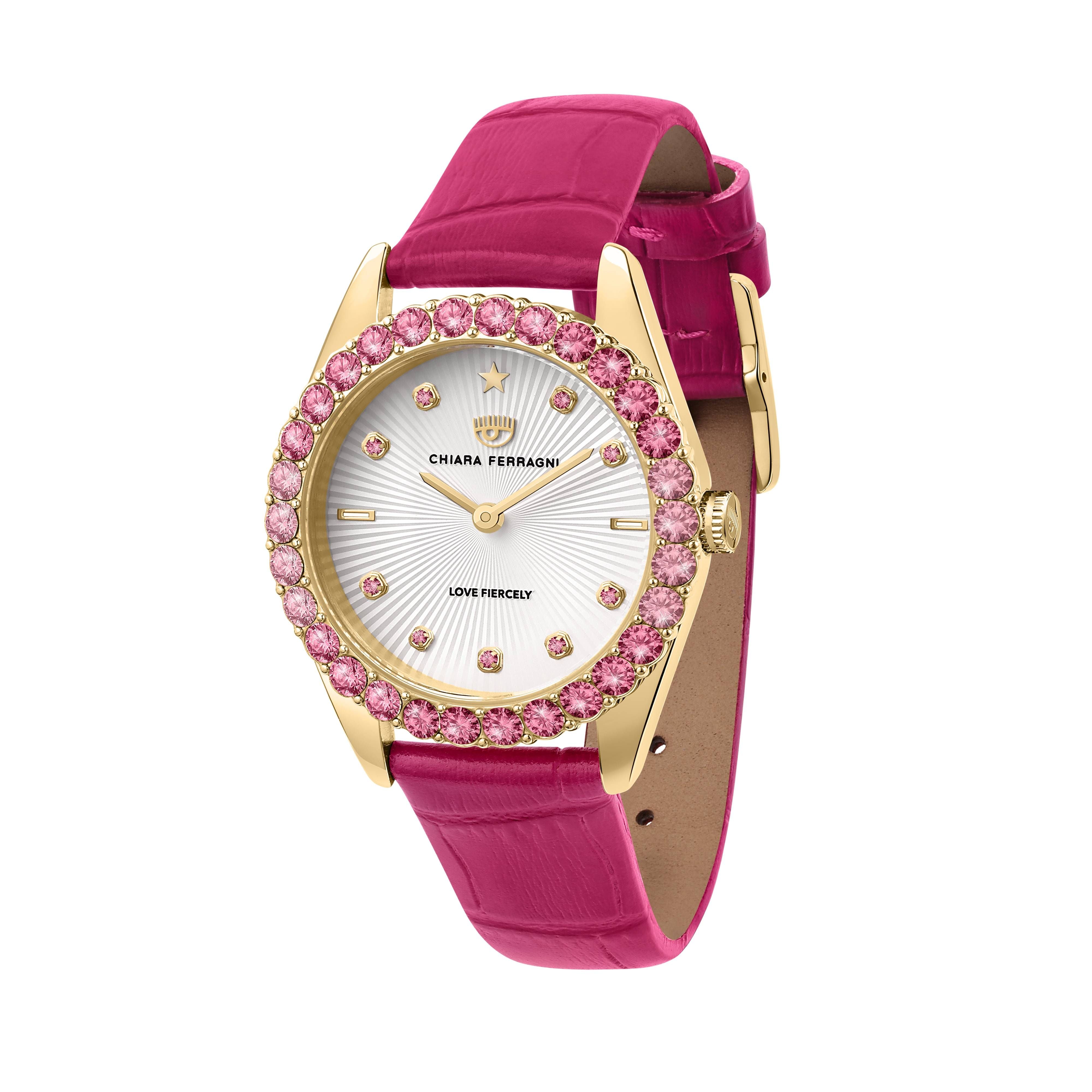 Orologio Donna Chiara Ferragni Quarzo Solo tempo Acciaio Dorato Zirconi Rosa