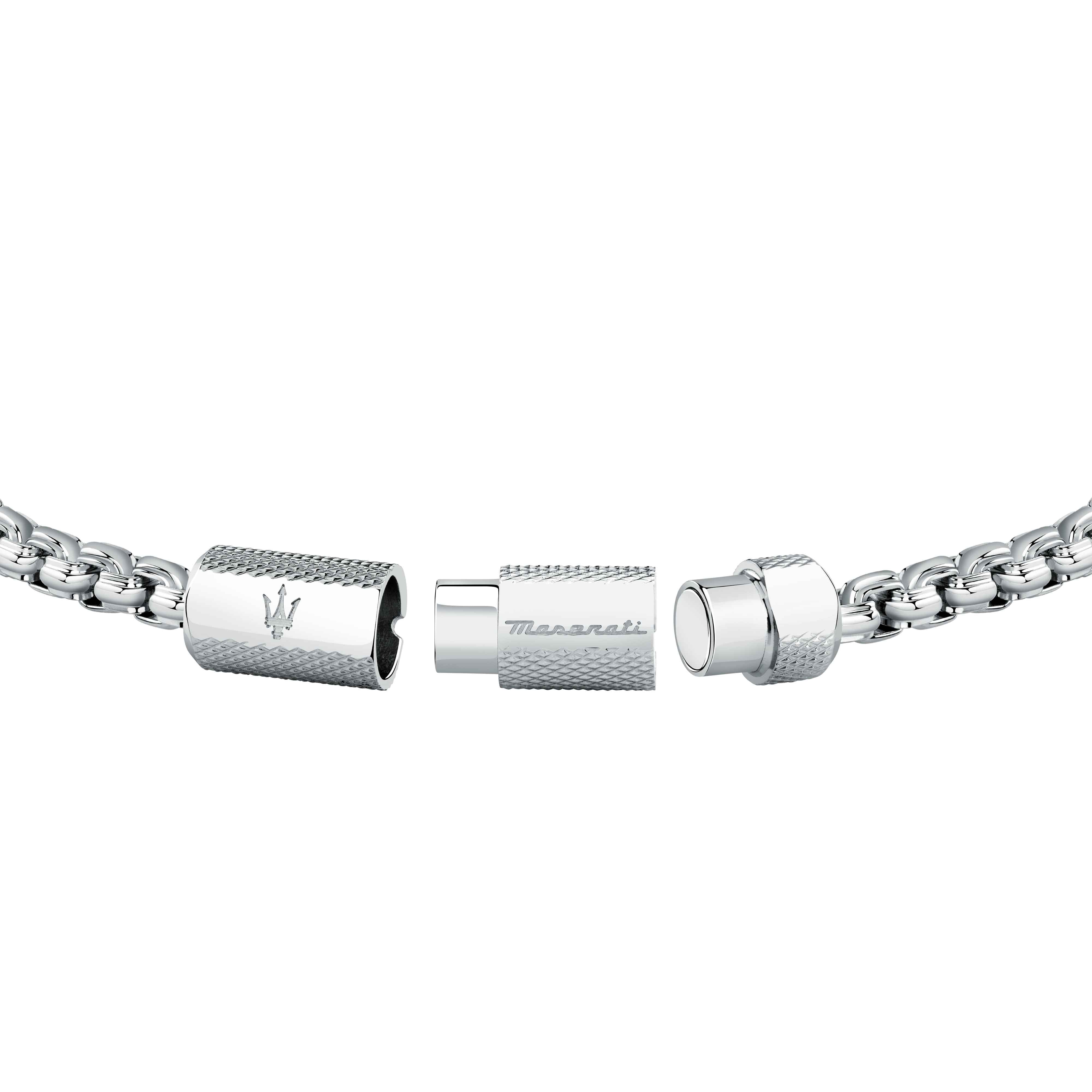 Bracciale Uomo Maserati Acciaio Lucido Catena Logo Sfaccettato Calamita JM223ATK22