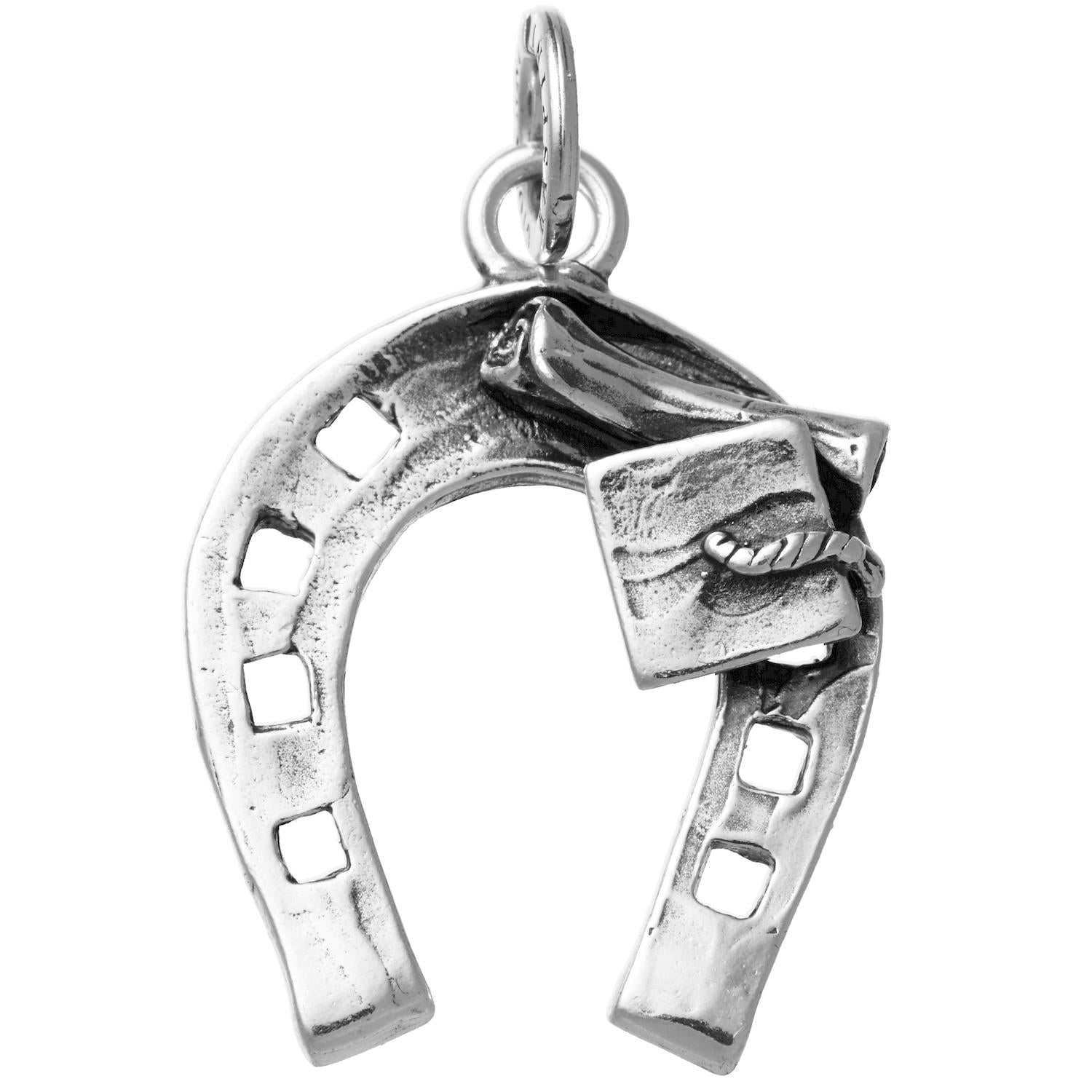 Charm Unisex Giovanni Raspini Argento 925 Ferro Di Cavallo Laurea Fatto A Mano 11075