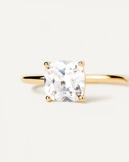 Anello Donna PDPaola Argento Dorato 925 Doppio Dito Zircone Bianco AN01-A27-12
