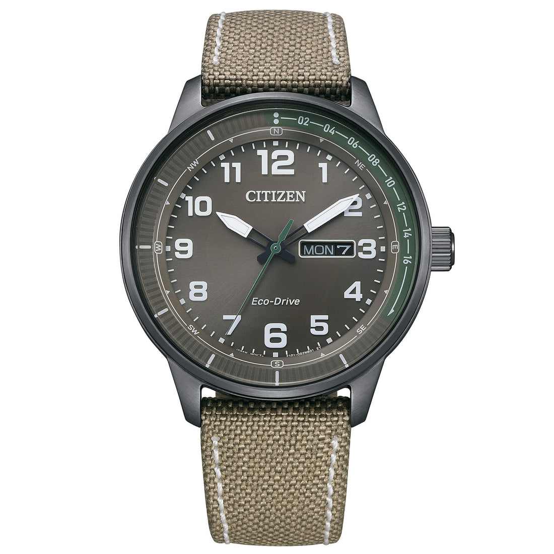 Orologio Uomo Citizen Eco Drive Solo Tempo Doppia Data Acciaio Cordura BM8595-16H