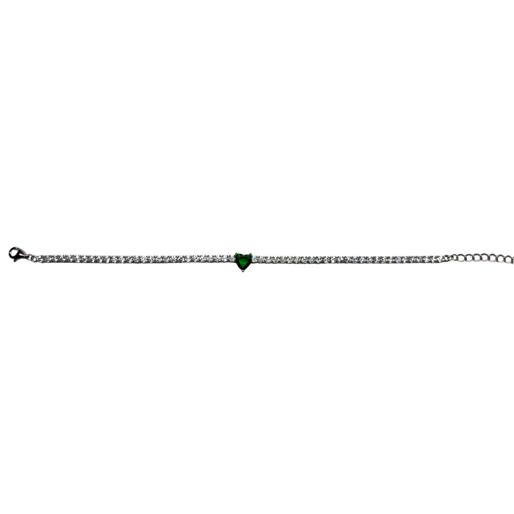 Bracciale Donna Re Mida Tennis Argento 925 Zirconi Cuore Verde Tennis-43