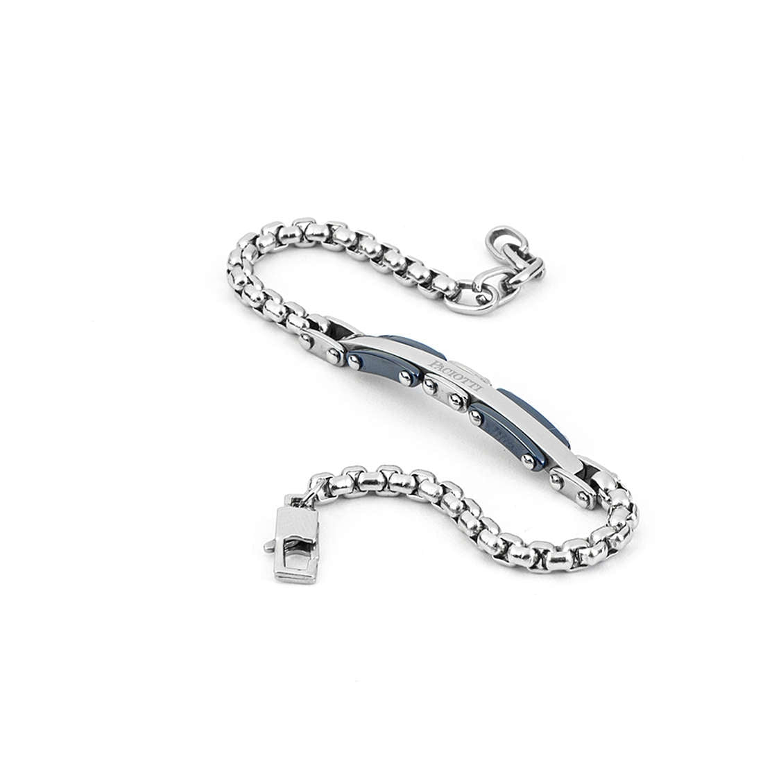 Bracciale Uomo 4US Cesare Paciotti acciaio con centrale rigido e pvd blu 4UBR4364