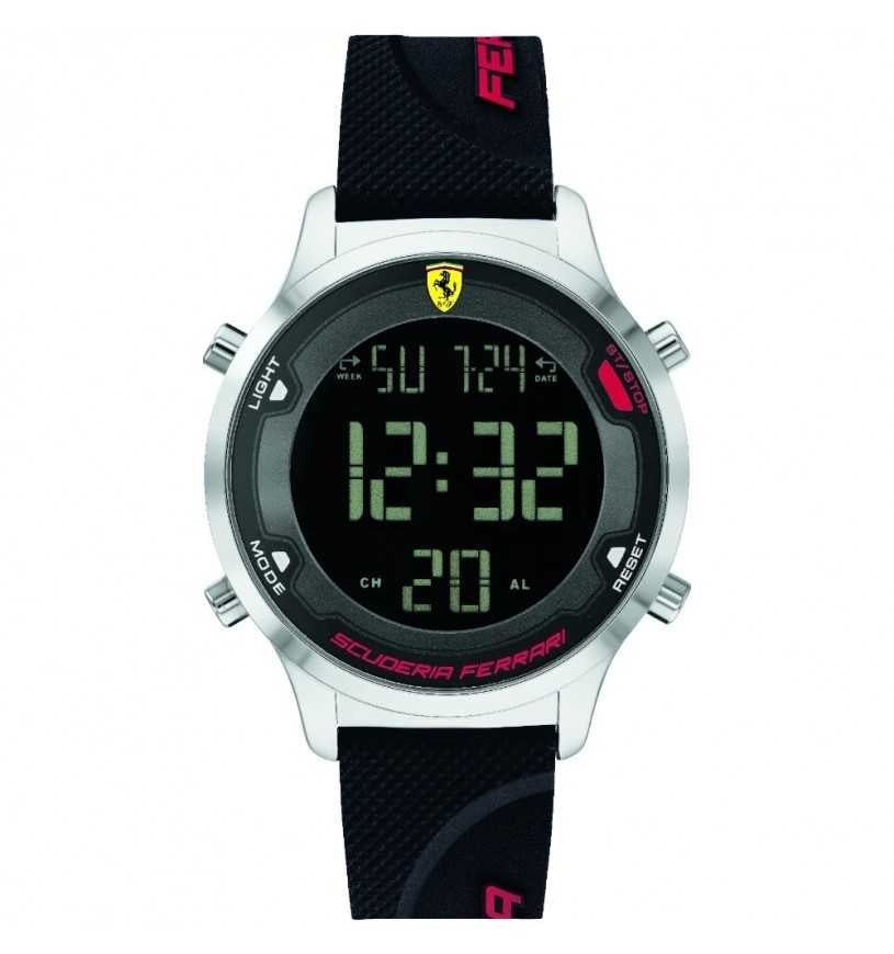 Orologio Uomo Ferrari Digitrack Quarzo Digitale Nero Gomma Acciaio FER0830756