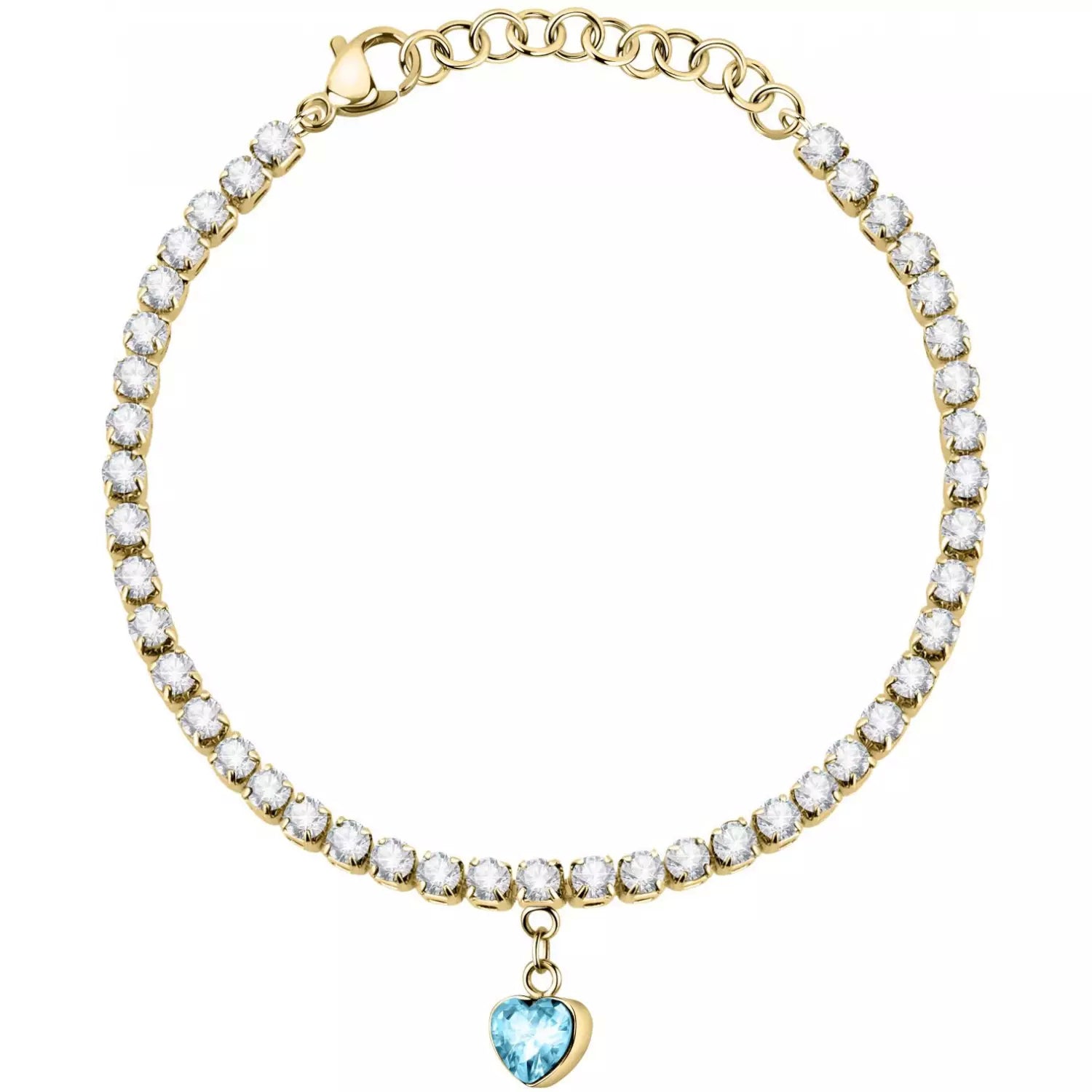 Bracciale Donna La Petite Story Acciaio Dorato Con Charm Cuore Zircone Azzurro LPS05ASD29