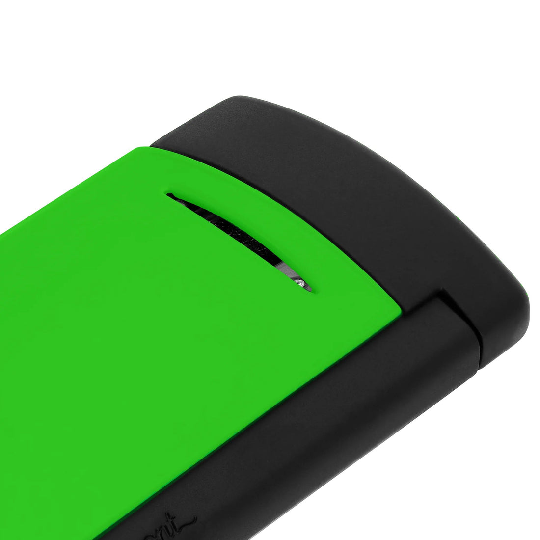 Accendino Uomo Dupont MiniJet Acciaio Nero Opaco Verde Fluo 010872