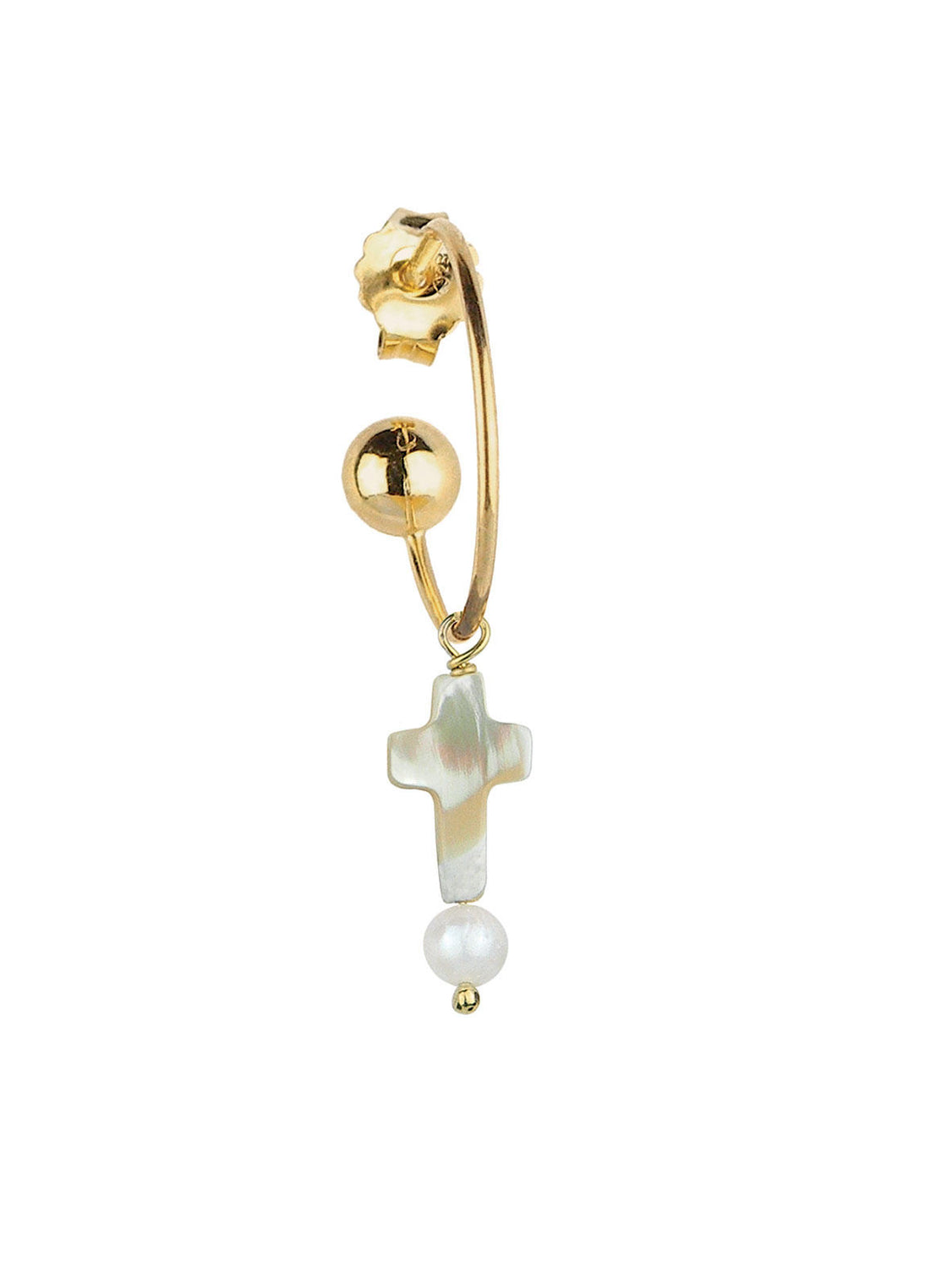 Orecchino Singolo Donna Lebole In Argento 925 Dorato Campanella Croce OR.89