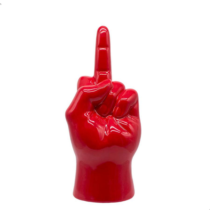 Scultura Poishome Mano Rossa Dito Medio Ceramica B590RO