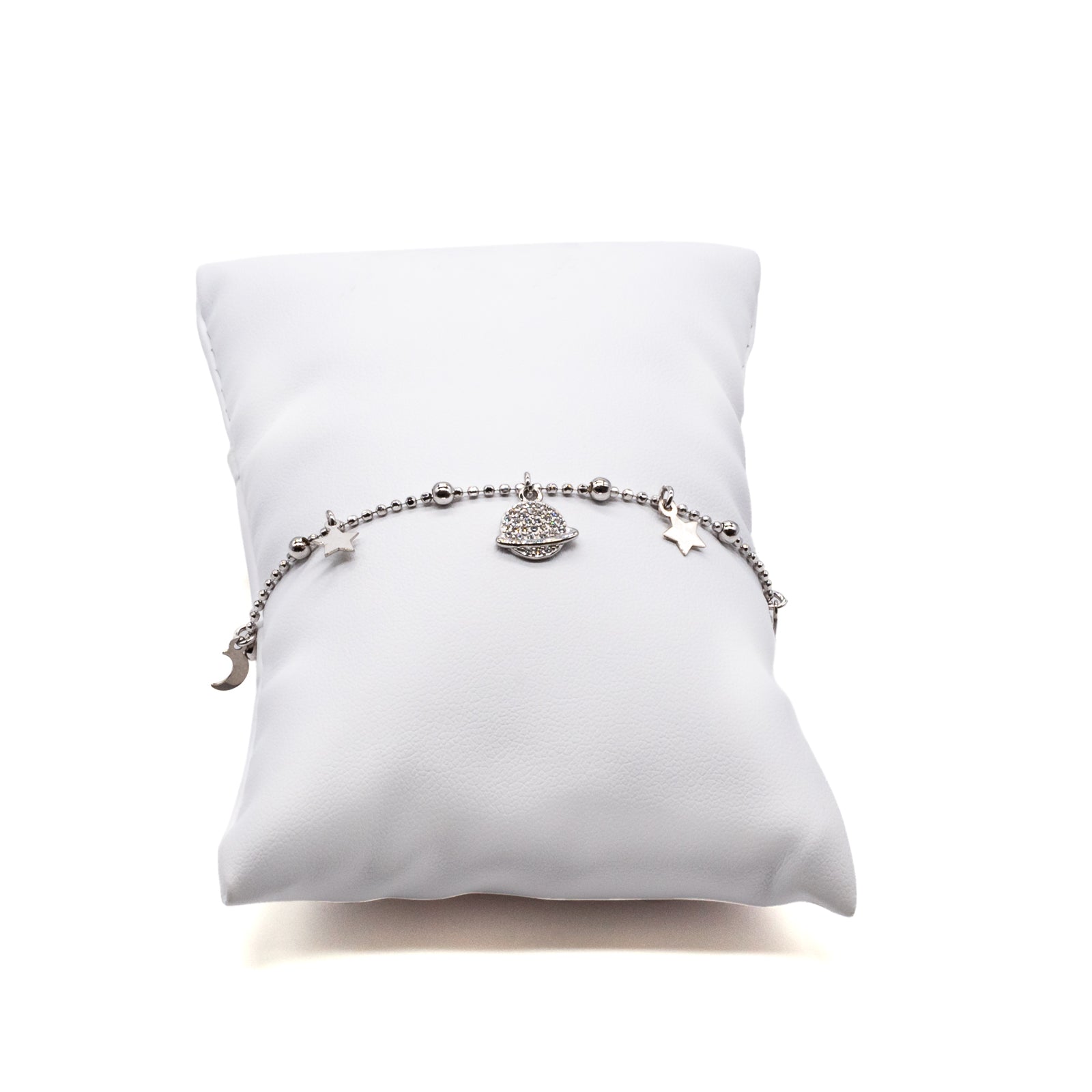 Bracciale Donna Re Mida Argento 925 Charm Stella Saturno Zirconi Bianchi B007