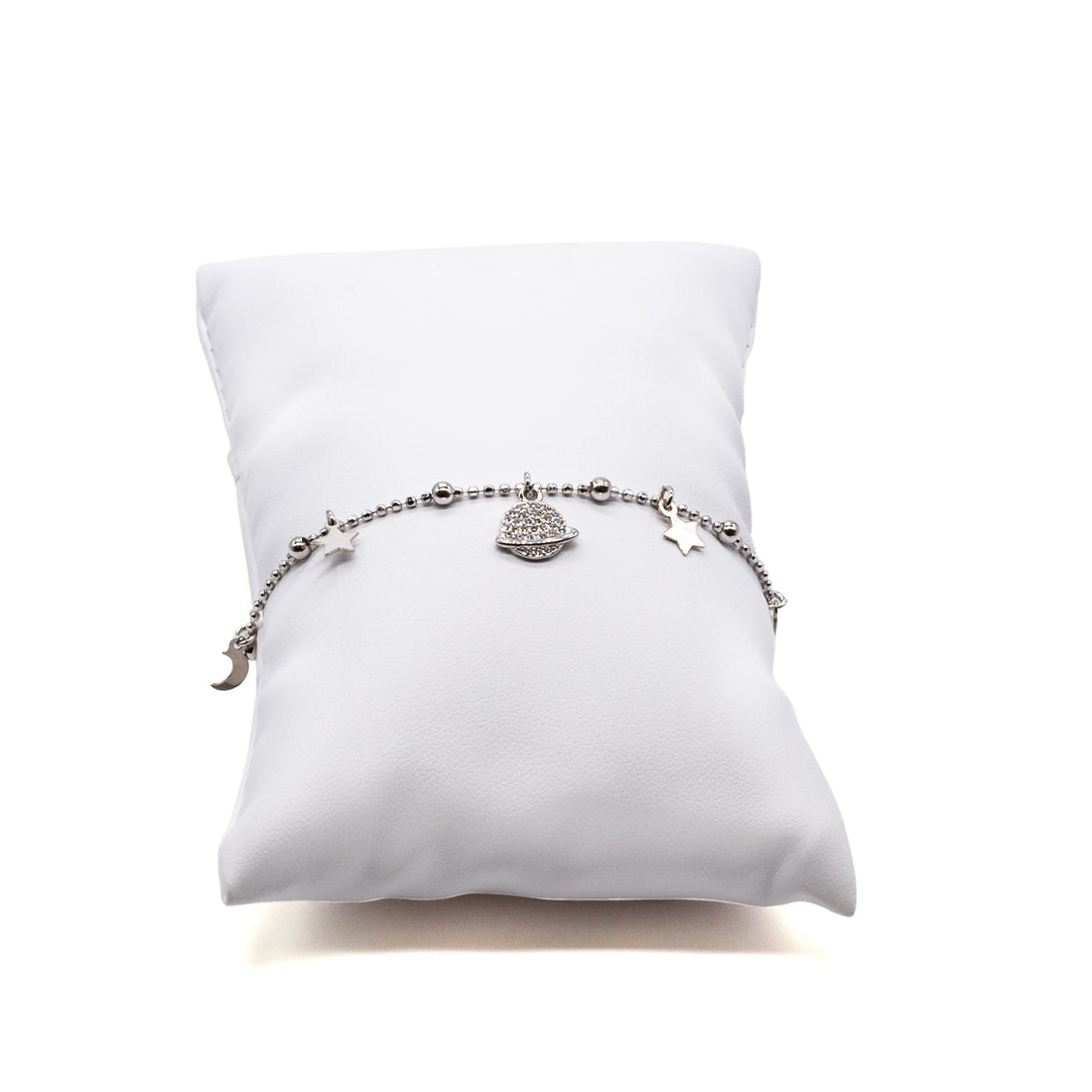 Bracciale Donna Re Mida Argento 925 Charm Stella Saturno Zirconi Bianchi B007