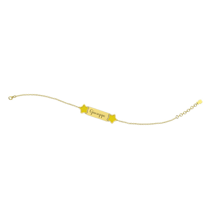 Bracciale Bambino Nanan Oro Giallo 9 KT Personalizzabile Stelle Gialle NGLD0024