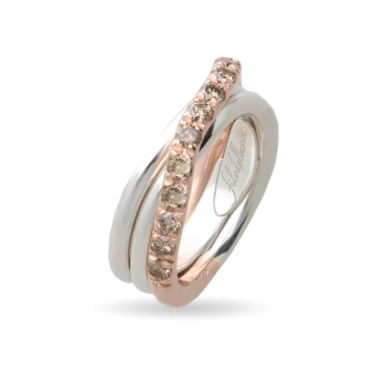 Anello Donna Filodellavita Rubinia 3 Fili Argento Oro Rosa 9 KT mis 15 AN322ARBR