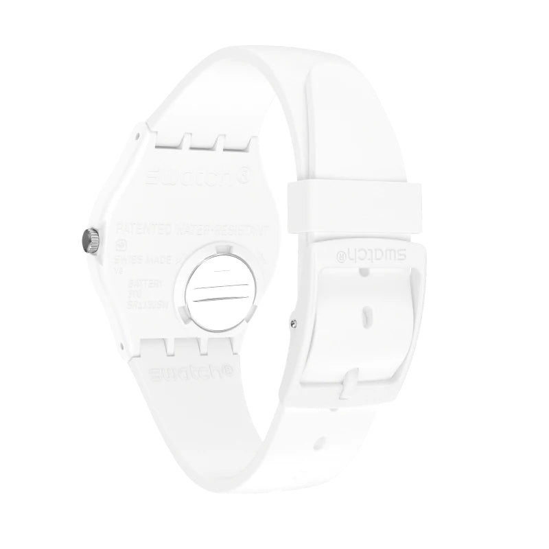 Orologio Uomo Swatch Quarzo Solo Tempo Bioceramic Bianco Scheletrato SO31W102